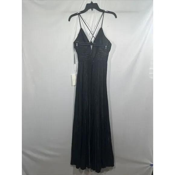 strapless open back dress Shimmer Front Knot Pleat Dress 50"-Gold  Fame on Central